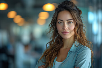 Obraz premium A businesswoman fostering a culture of teamwork and collaboration among her colleagues. Concept of collaborative leadership. Generative Ai.