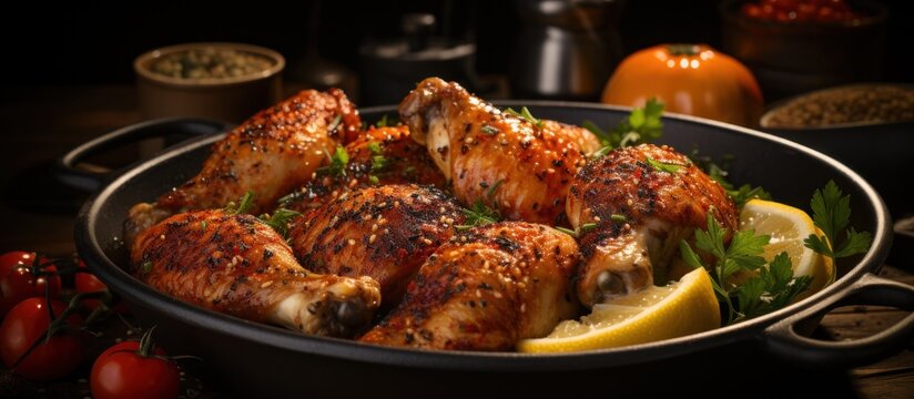 Crispy fried chicken broast
