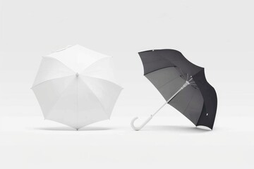 Harmonious Canopies: A Delightful Encounter of Umbrellas. Generative AI.