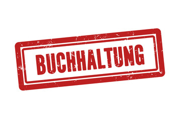 Buchhaltung. Ein roter Stempel isoliert auf weissem Hintergrund im grunge stil.