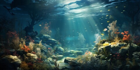 Naklejka premium Aquatic Botany: Exploring Underwater Flora