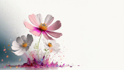 Mothers Day flowers on white background with copy space  