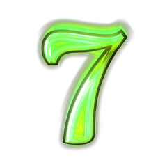 Glowing green symbol. number 7