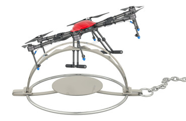 Drone inside bear trap. 3D rendering isolated on transparent background