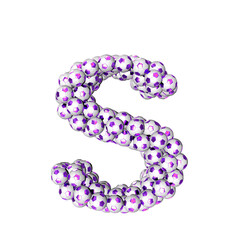 Symbol made from purple soccer balls. letter s