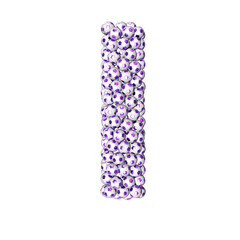 Symbol made from purple soccer balls. letter l