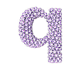 Symbol made from purple soccer balls. letter