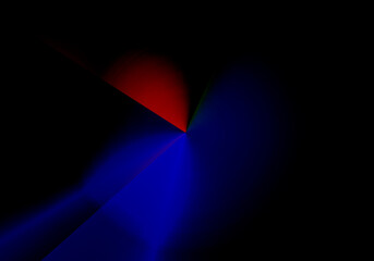 El lado oscuro femenino y masculino. La oscuridad del ser humano. Luz y oscuridad. Composición abstracta en rojo y azul sobre negro.  - obrazy, fototapety, plakaty
