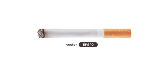 Realistic cigarette isolated on white background. Vector illustration eps10. No smoking warning sign. Prohibition sign.