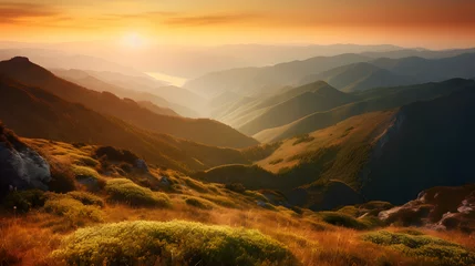Foto op Plexiglas sunset, landscape, mountain, nature, mountains © Emiliano