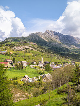 Alpine village in the valley