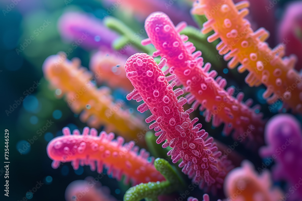 Poster advanced bioinformatics tools interpreting the human microbiome for health insights. concept of micr