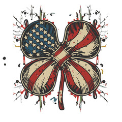 shamrock graphics in the color of the American flag