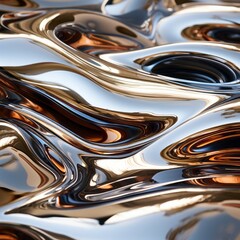 macro photo of liquid metal, mercury, background of chrome metal