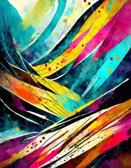 abstract colorful background with grunge brush strokes and paint splashes