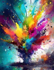 Abstract colorful watercolor paint splashes background. Digital art painting.