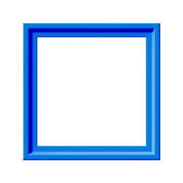 Blue picture frame. Minimalistic detailed photo realistic frame. Png clipart isolated on transparent background
