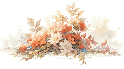 Delicate Autumn Floral Watercolor.

An artistic watercolor illustration of delicate autumn flowers, perfect for seasonal stationery, elegant wallpapers, and botanical-themed design projects.