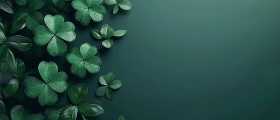 Flat Lay Image of Green Clover Generative AI