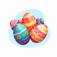 Colorful Flat Illustration of Cute Eater Egg Generative AI