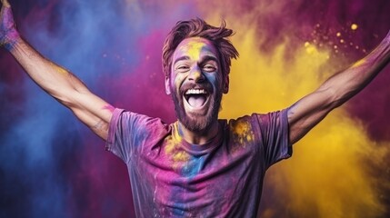 Holi celebration: a riot of colors and joyous revelry, embracing cultural vibrancy and traditions in a festive spectacle of music, dance, and jubilation, capturing the spirit of springtime merriment.