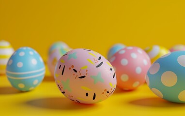 Fototapeta na wymiar Vibrant Easter Eggs Adorned with Colorful Patterns Generative AI