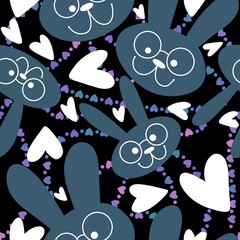 Cartoon animals seamless Easter rabbit pattern for wrapping paper and fabrics and linens and kids clothes print