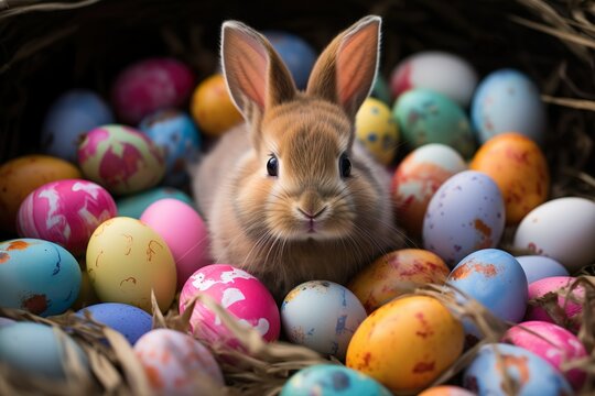 easter; rabbit; colored eggs; spring