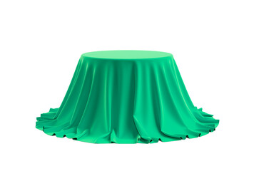 Round box covered with satin fabric. Png clipart isolated on transparent background
