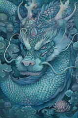 chinese dragon blue