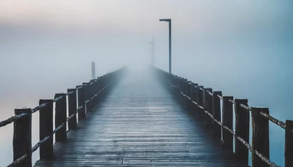 Zelfklevend Fotobehang pier in fog © Pauline