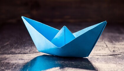 blue paper boat