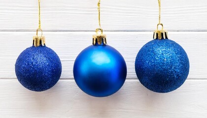 blue christmas ball isolated on white background flat lay top view creative concept