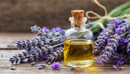 Obraz na płótnie Canvas essential oil with lavender flowers