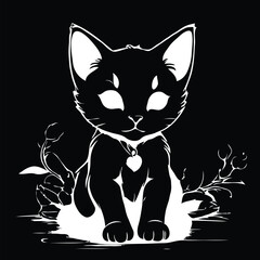 black and white cat, black cat.