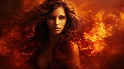 Brunette fire background