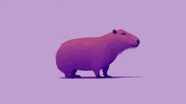 Lots of minimalist illustrations with capybaras in Mauve color