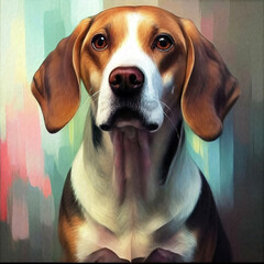 beagle dog oil painting portrait created with AI