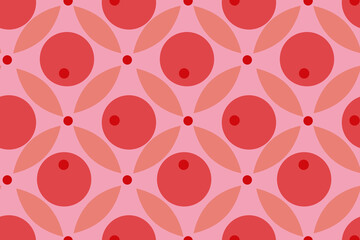 Red currant, cranberry, berry, berries summer garden ornament. Seamless vector pattern for design and decoration.