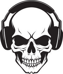 Echoes of Entropy Disorders Symphony with a Skull Head Wearing Headphone