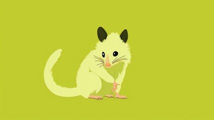 Lots of minimalist illustrations with possums in Lime Green color.