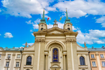 Fototapeta premium Garrison Church located in Warsaw historic center of Poland's capital as in October 2023.