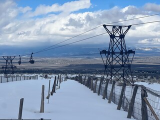 Abandoned Mining Cable Car over Old Wild West Cemetery