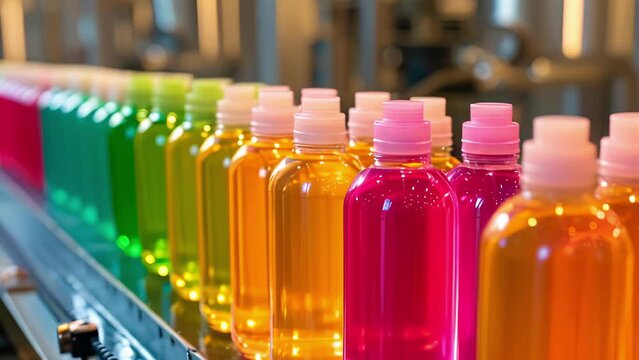 A conveyor belt moves colorful bottles of locally sourced ingredients into a microfactory that specializes in smallbatch production of organic skincare products. This localized
