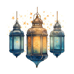 Ramadan Kareem celebration lamp, flat illustration, Arab Islamic culture festival