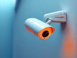 CCTV cameras, security systems, on a blue-colored wall