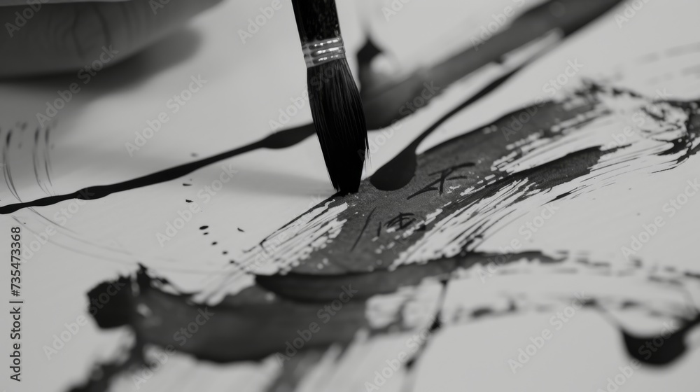 Poster a solitary pen sketches intricate lines on a blank canvas, the monochrome paintbrush waiting patient