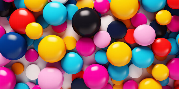 3D background of bright colored balls