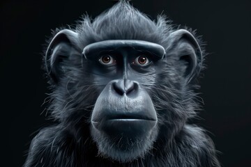 monkey portrait on black background, highly detailed - generative ai - obrazy, fototapety, plakaty