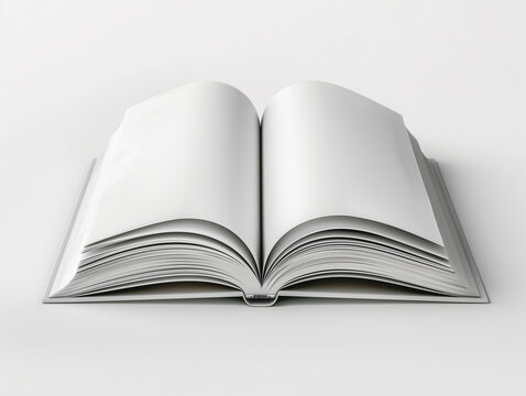 Open blank hardcover book on transparent background